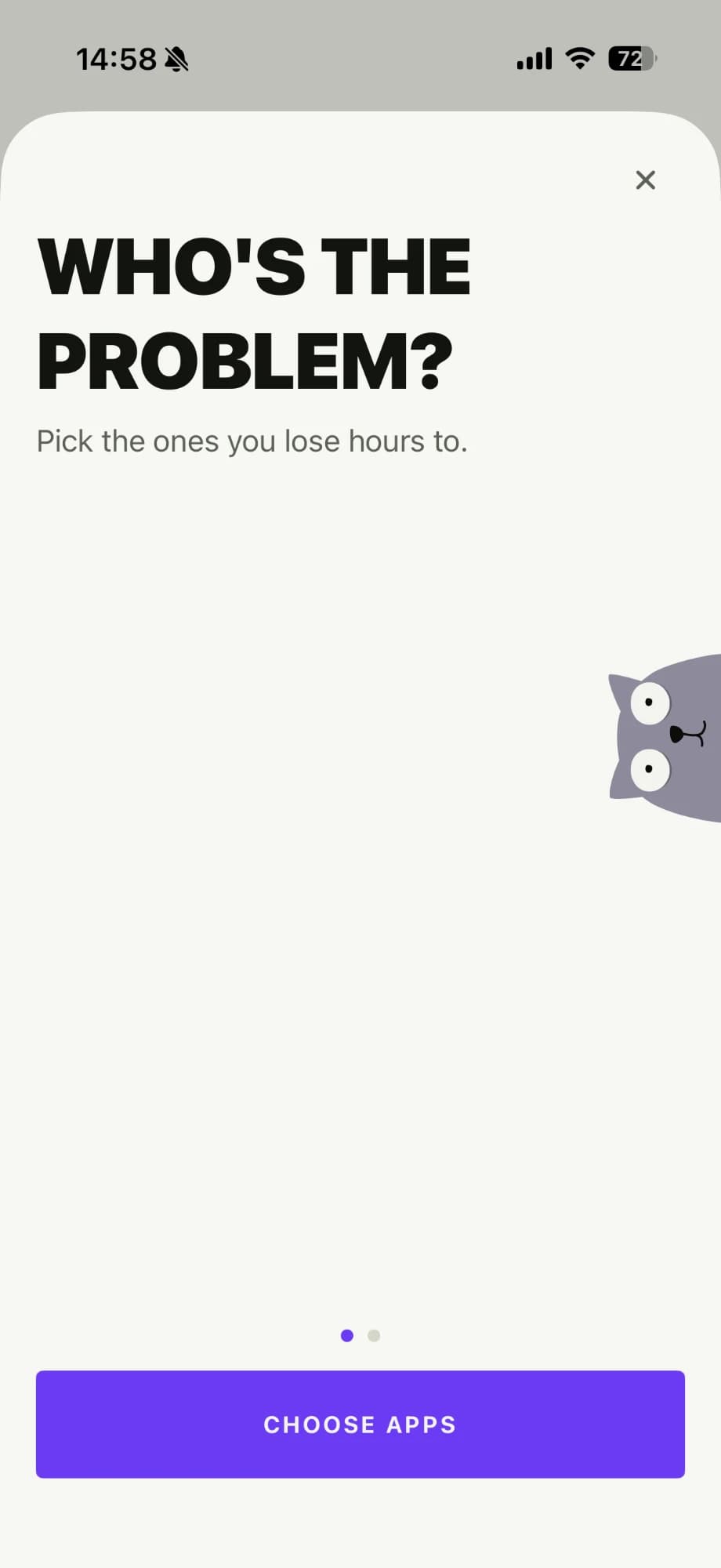 The "Who's the problem?" screen, with a Choose apps button